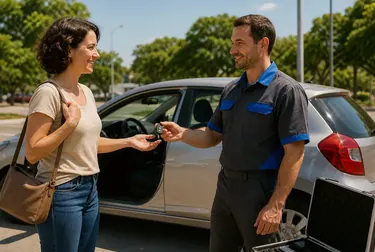 Chaveiro abrindo um carro em Maricá usando equipamentos específicos.
